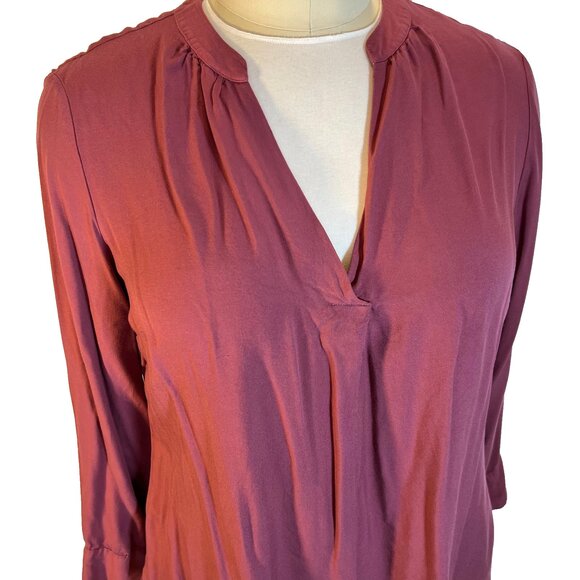 New York & Company soho Blouse Women's XXL Mauve Pink Long Sleeve Deep V-neck - Picture 3 of 13